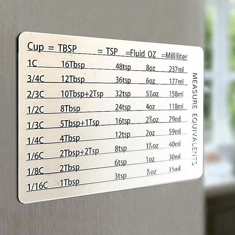 Kitchen Baking Conversion Chart - مخطط تحويل القياسات المغناطيسي للمطبخ والخبز،