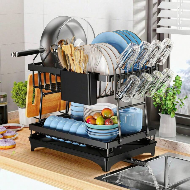 Kitchen Utensils - رف تجفيف أطباق من الفولاذ المقاوم