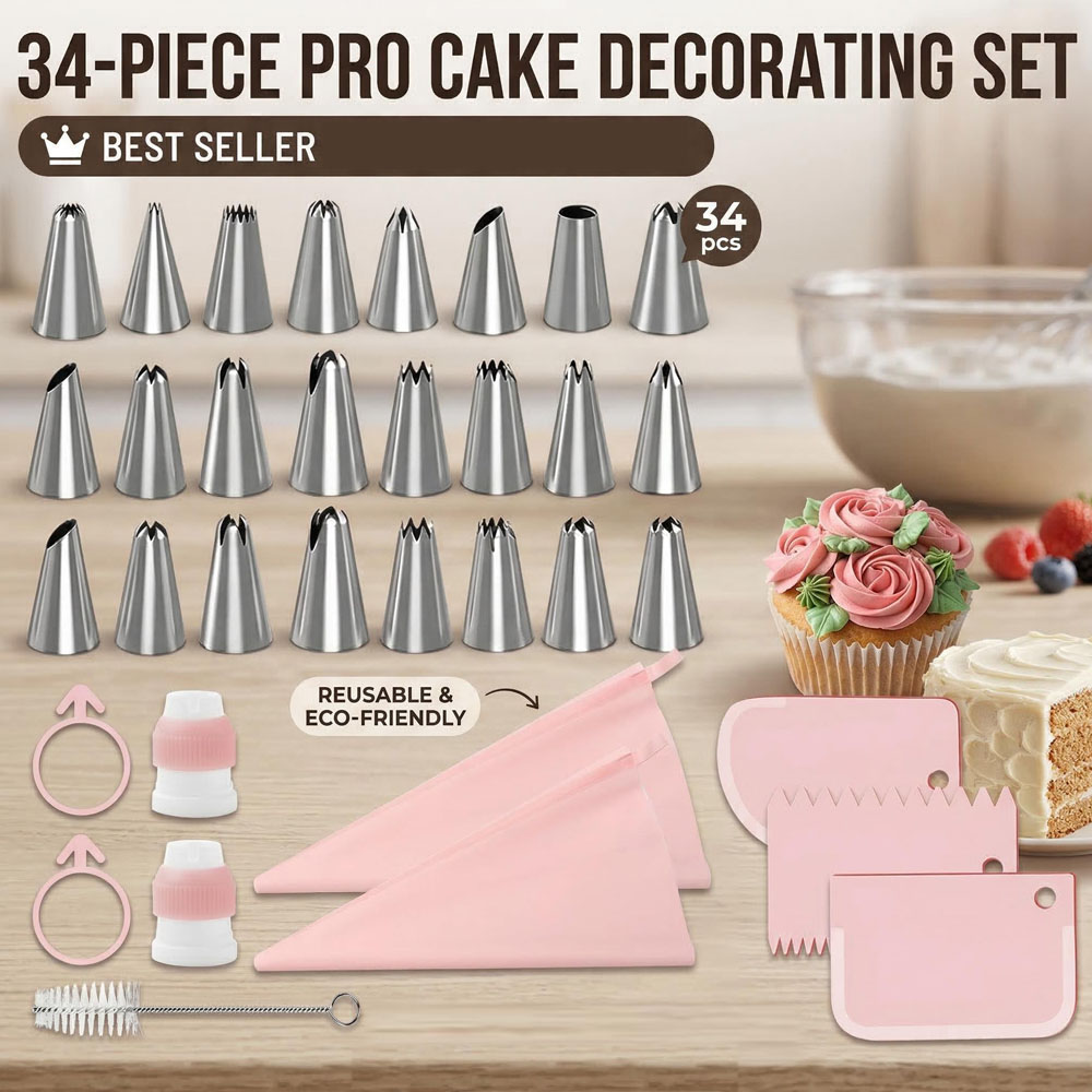 Decorating Tip Set - مجموعة من 34 قطعة من أدوات