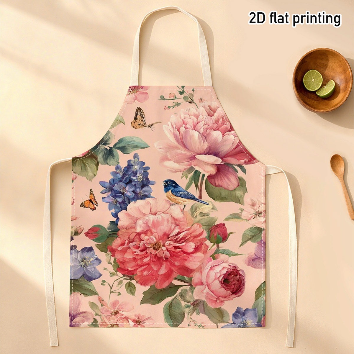 Kitchen Baking Gift Ideas - مريلة جميلة بنقوش زهور وطيور للحديقة