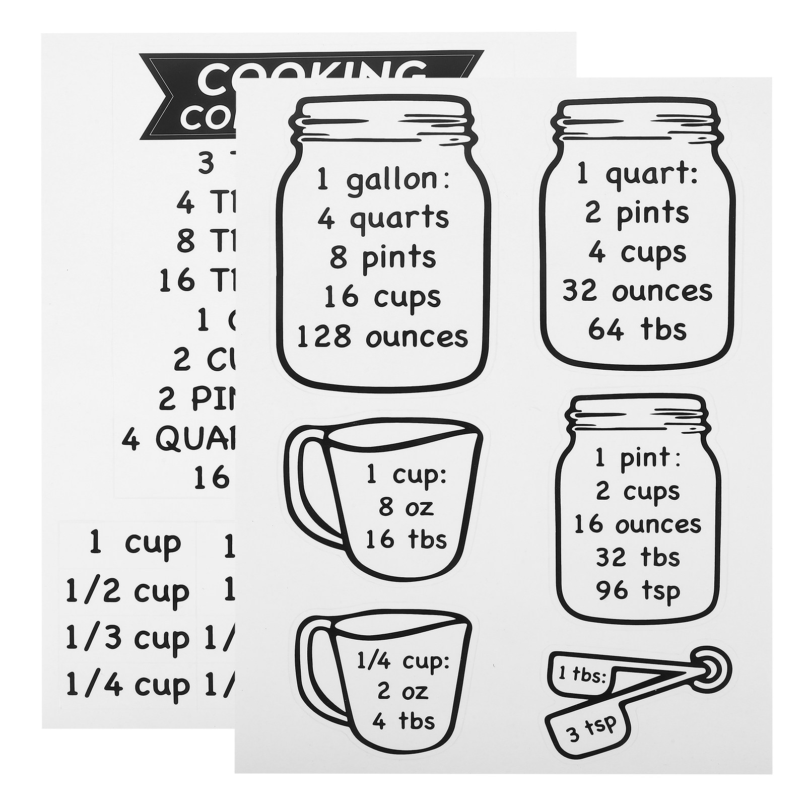 Kitchen Baking Conversion Chart - ملصق جدول تحويل المكونات في المطبخ