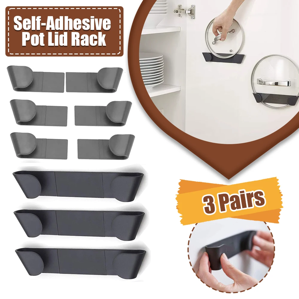 Kitchen Baking Pan Organizer - 3 أزواج ذاتية اللصق غطاء وعاء