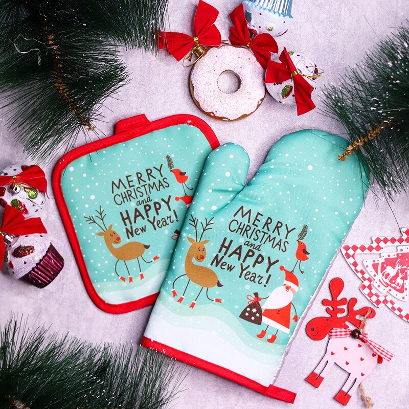 Kitchen Baking Gloves - 2-قفازات فرن الكريسماس وأواني للخبز ،