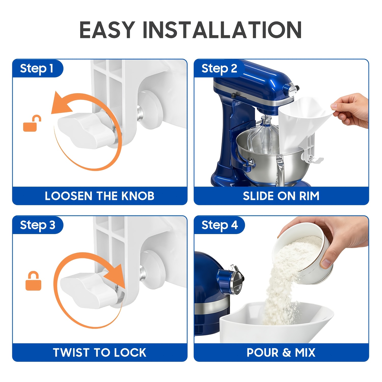 قمع عريض الفوهة لصب الدقيق وال - مراجعة Kitchen Aid Baking Mixer وسعره