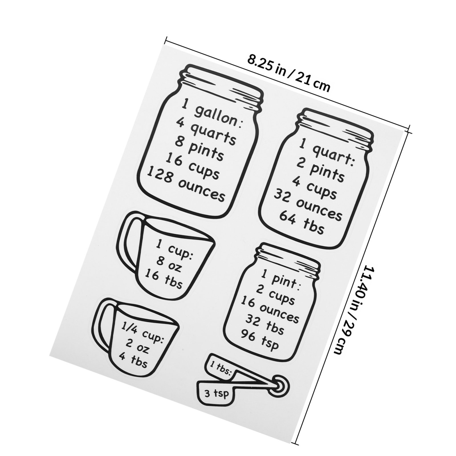 ملصق تحويل قياسات المطبخ (قطعت - مراجعة Kitchen Baking Conversion Chart وسعره