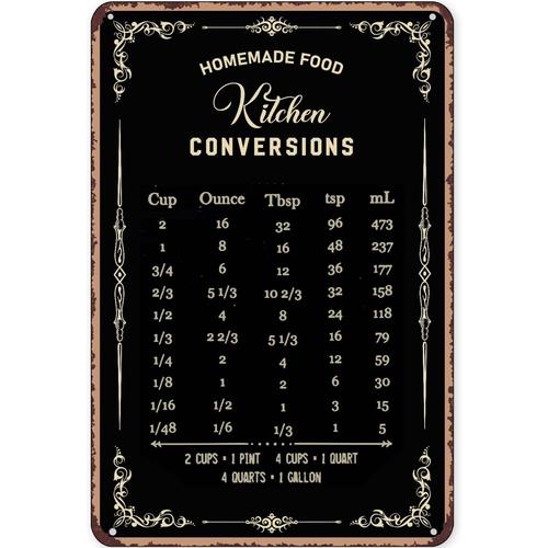 لافتة معدنية ريفية للديكور، لا - مراجعة Kitchen Baking Conversion Chart وسعره