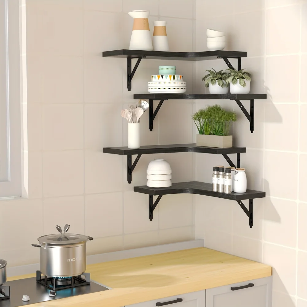 رفوف خشبية طبيعية معلقة على ال - مراجعة Kitchen Zo وسعره