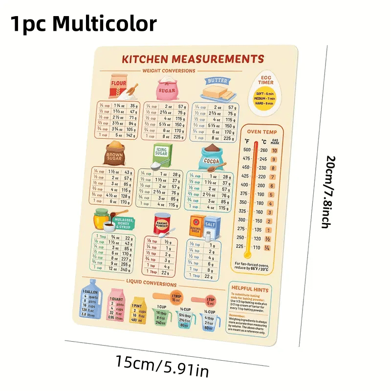 قطعة واحدة من مخطط تحويل المطب - مراجعة Kitchen Baking Conversion Chart وسعره