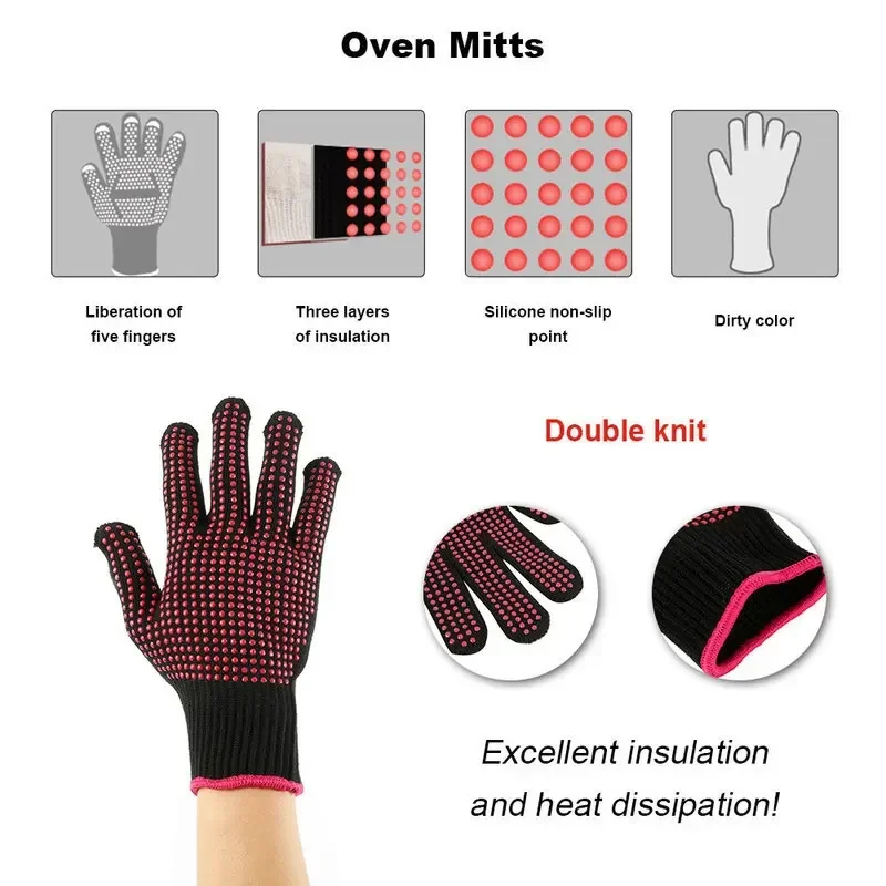1 زوج قفازات شواء سيليكون غير  - مراجعة Kitchen Baking Gloves وسعره