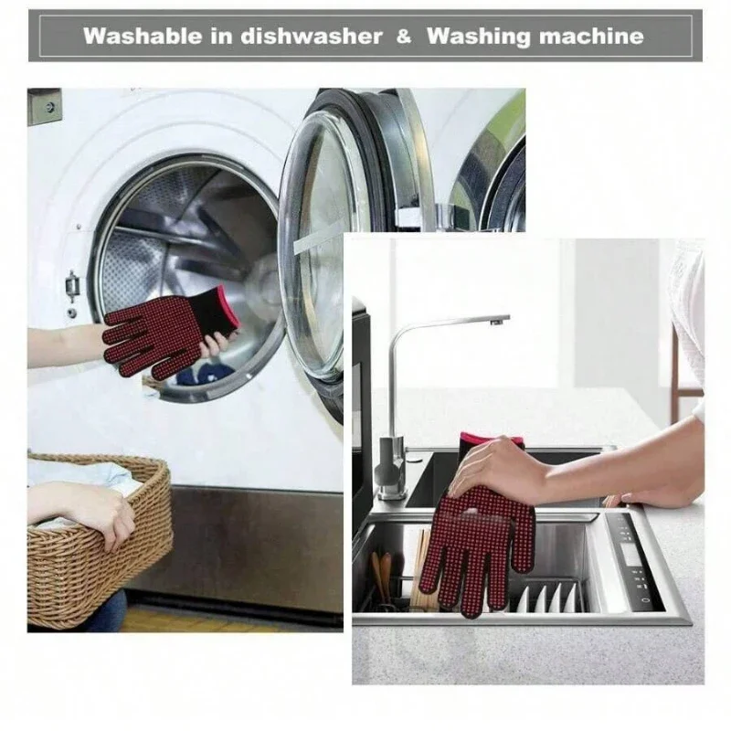 1 زوج قفازات شواء سيليكون غير  - مراجعة Kitchen Baking Gloves وسعره