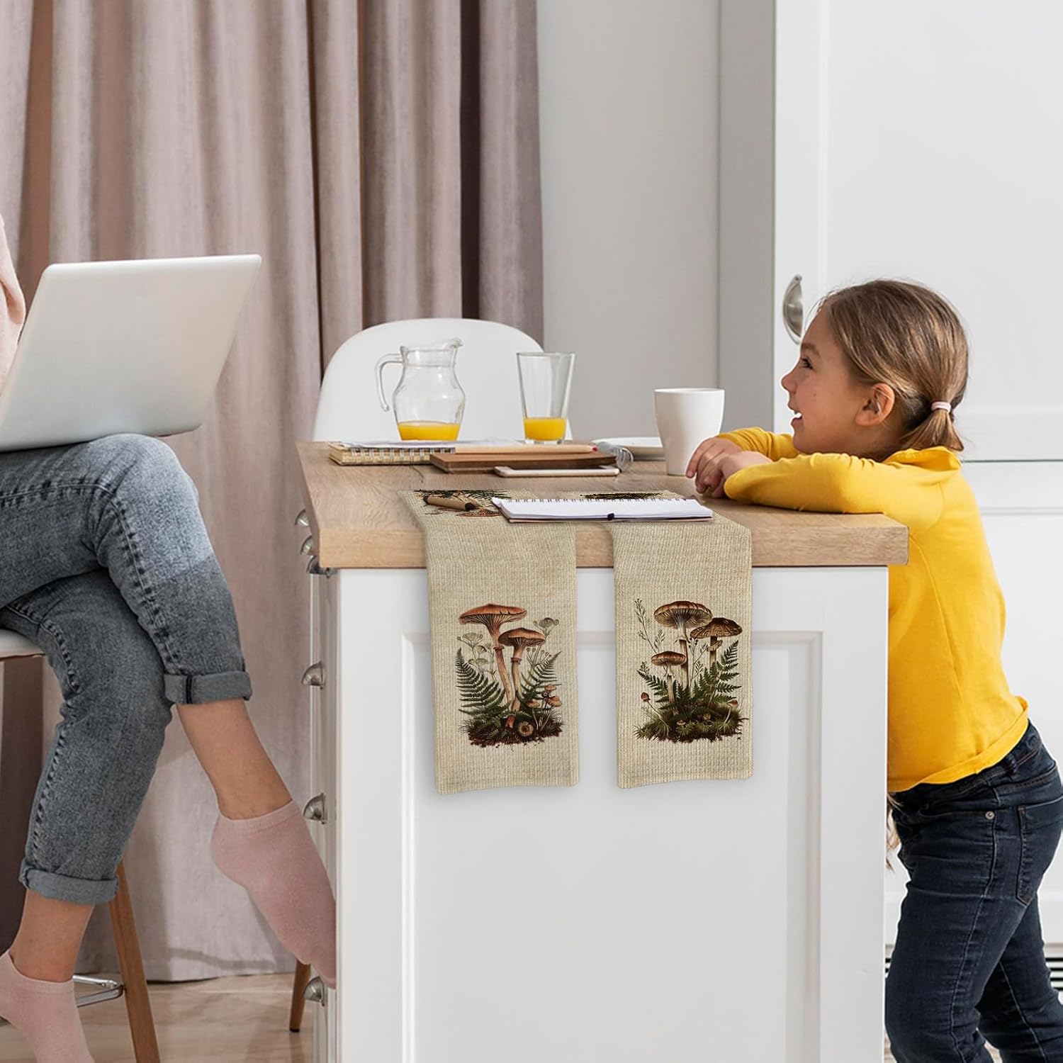قطعتان، مناشف مطبخ بتصميم فطر  - مراجعة Kitchen And Baking Life وسعره