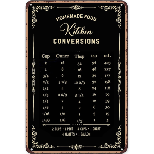 لافتة معدنية ريفية للديكور، لا - مراجعة Kitchen Baking Conversion Chart وسعره
