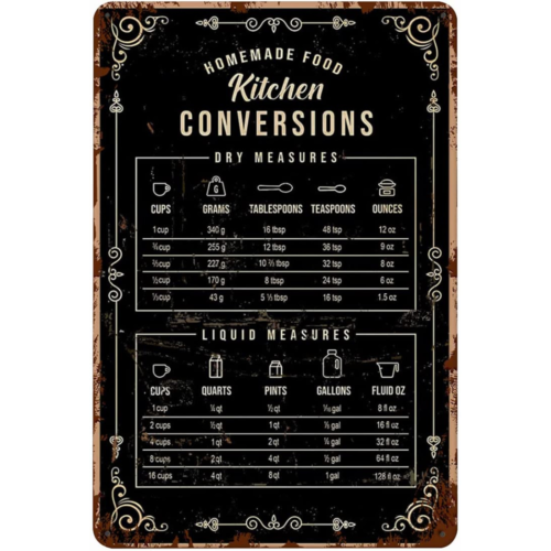 لافتة معدنية عتيقة ومضحكة مقاس - مراجعة Kitchen Baking Conversion Chart وسعره