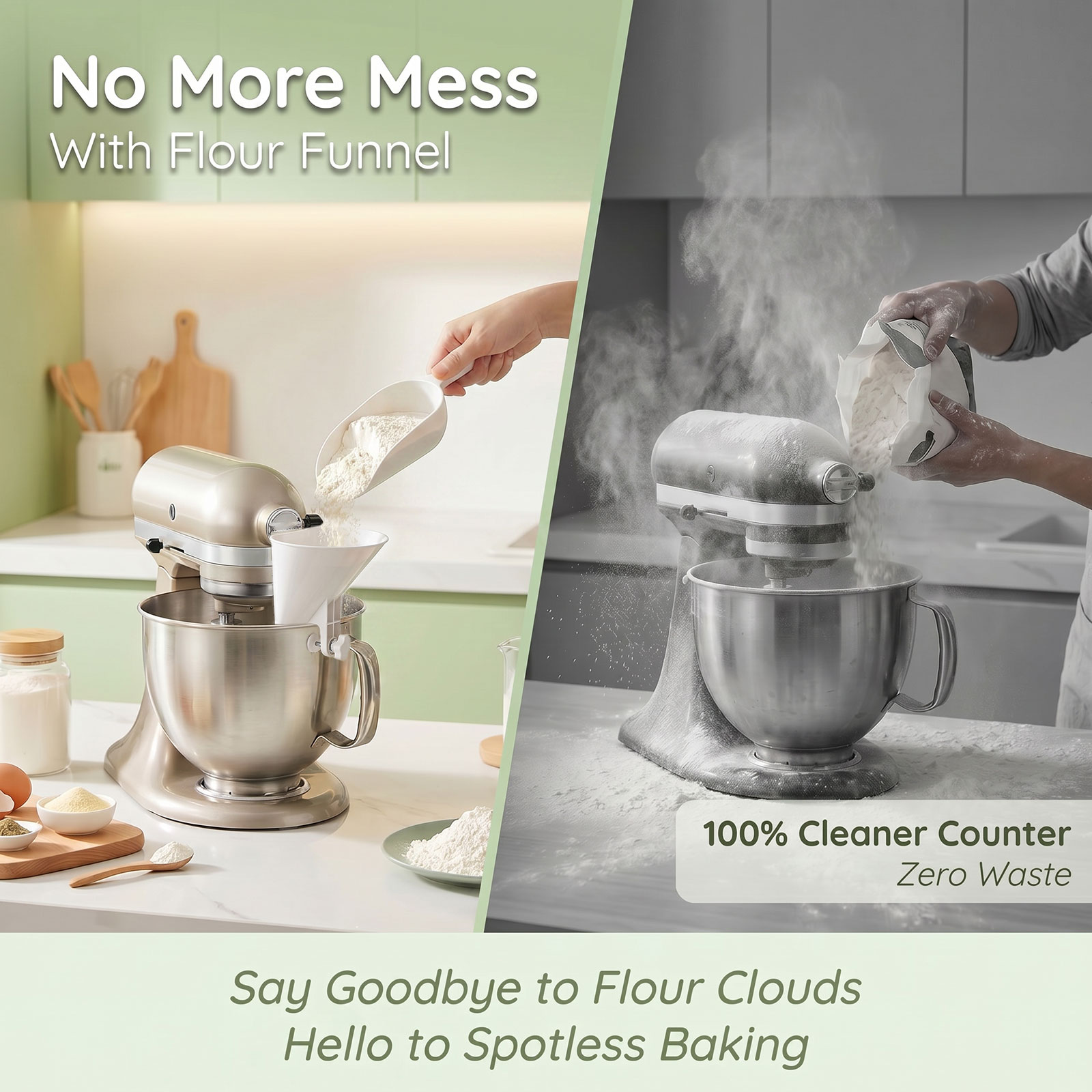 قمع دقيق مانع للانسكاب للمزج ا - مراجعة Kitchen Aid Baking Mixer وسعره