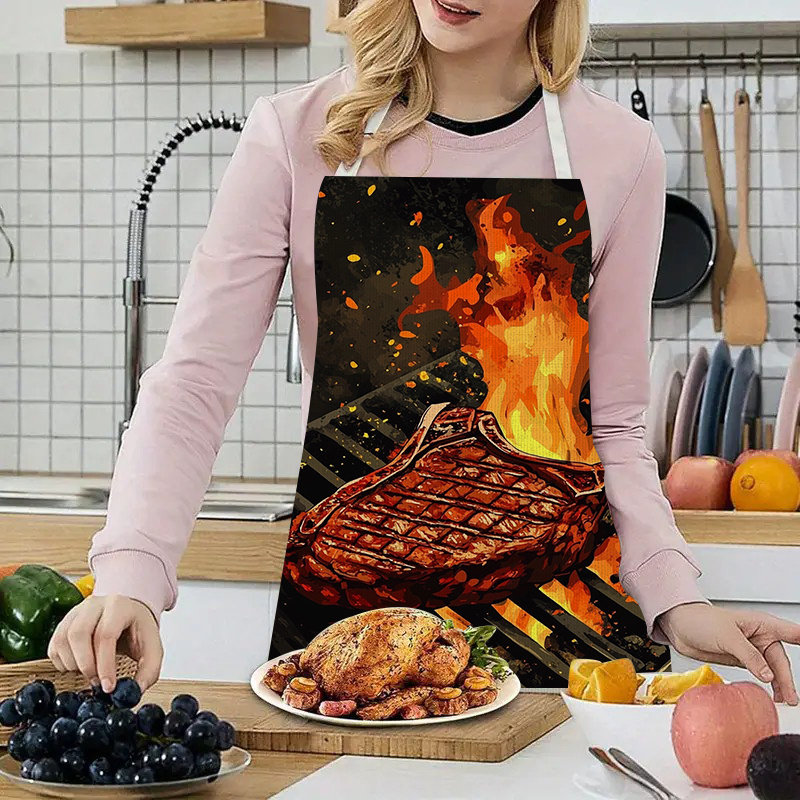 مريلة شواء للستيك بطبعة لهب ال - مراجعة Kitchen Baking Gift Ideas وسعره
