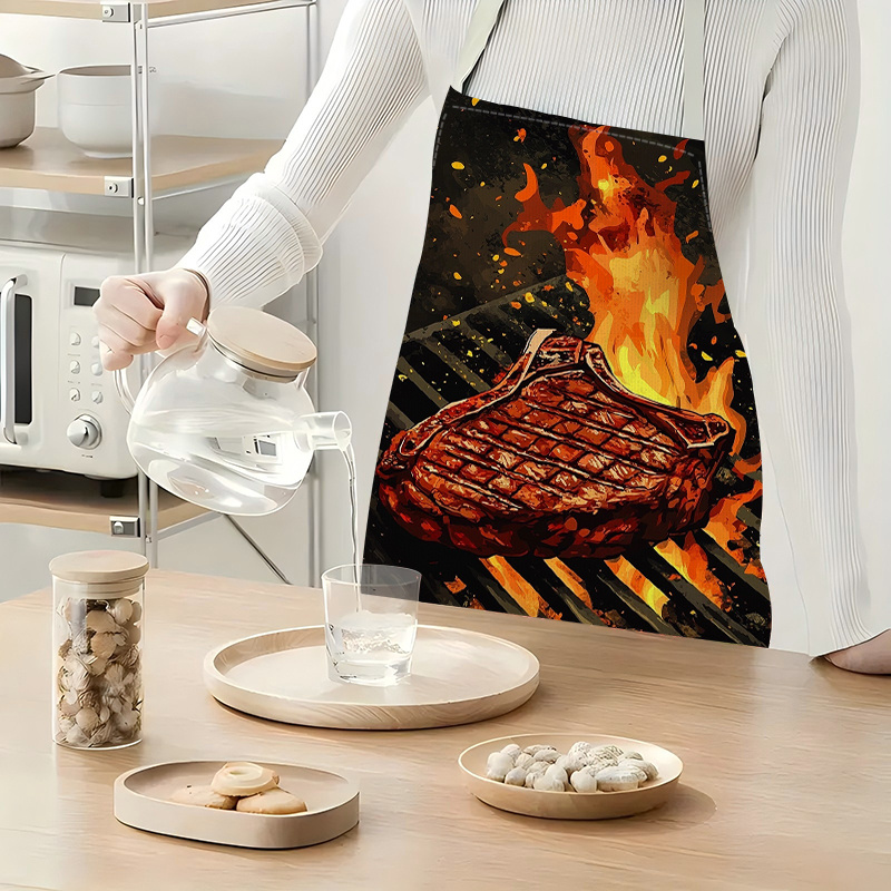 مريلة شواء للستيك بطبعة لهب ال - مراجعة Kitchen Baking Gift Ideas وسعره