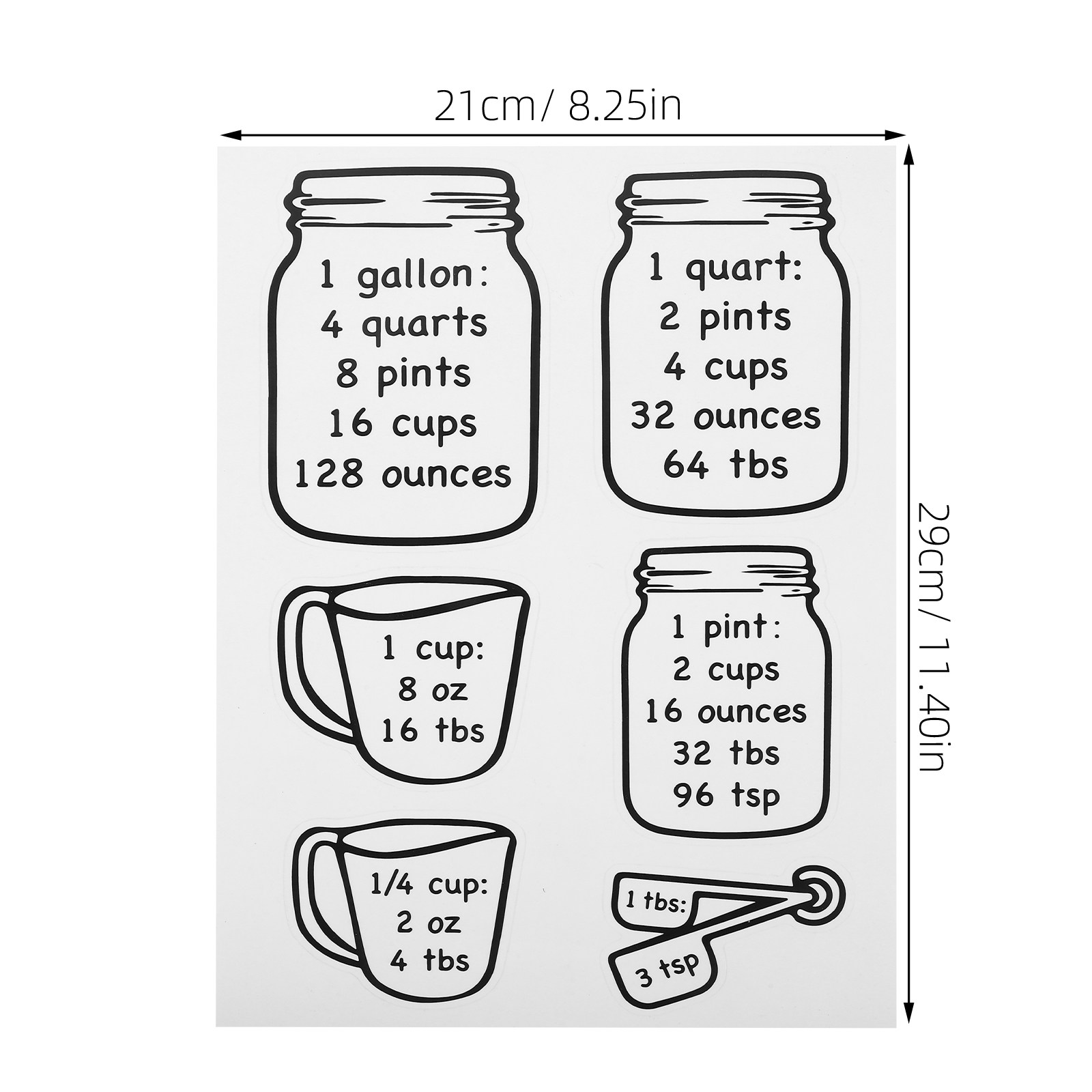 ملصق جدول تحويل المكونات في ال - مراجعة Kitchen Baking Conversion Chart وسعره