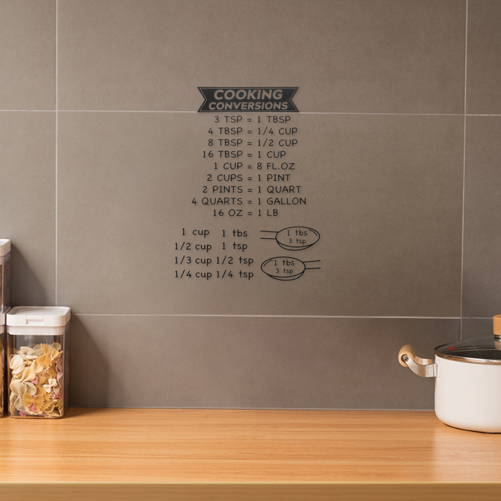 ملصق جدول تحويل القياسات للمطب - مراجعة Kitchen Baking Conversion Chart وسعره