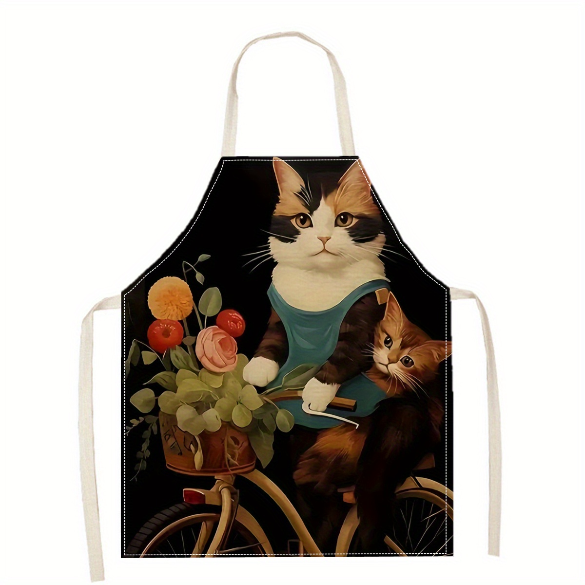 مريلة كتان بطبعة قطة مضحكة بنظ - مراجعة Kitchen Baking Gift Ideas وسعره